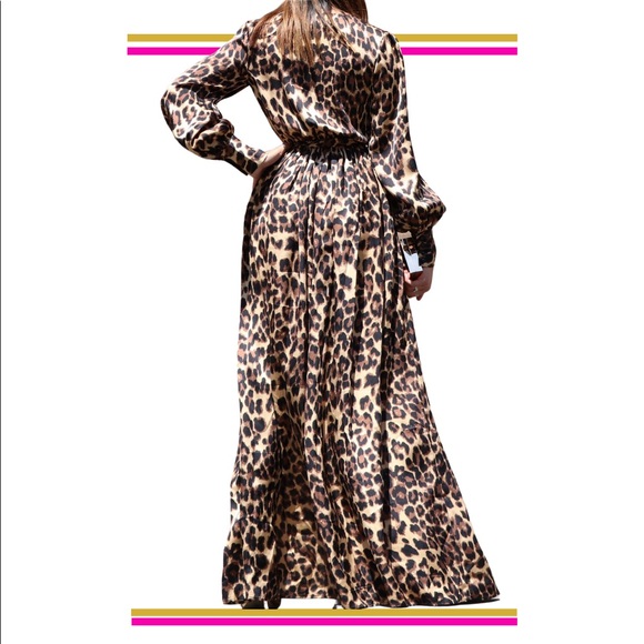 Leslie Leopard Print Satin Dress - Picture 3 of 4